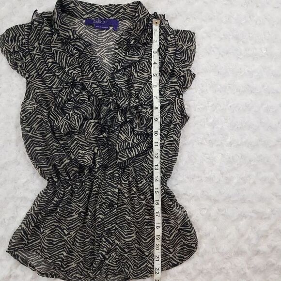 Miley Cyrus Max Azria size large zebra print sheer ruffle top - Picture 3 of 5